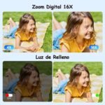 Digital Camera 4K 32GB, JDZ 48MP Digital Photo Camera Autofocus with 2.8" Screen, 16X Digital Zoom Compact Camera, Portable Vlog Compact Digital Camera for Beginners/Adults/Kids - Black - Imagen 5