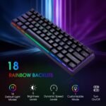 Portable 60% Mechanical Gaming Keyboard, 60% Wired Gamer Keyboard with Blue Switches, Customization LED Backlit, 61 Keys, Ultra Compact Mini Office Keyboard for PC/Mac/Xbox, Easy to Carry on Travel - Image 3