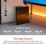 VERBATIM Slimline Compact Blu-ray Burner I USB 3.2 Gen 1 with USB-C Connection I Recorder and Player I Ultra HD 4K I I External Drive I Black - Imagen 6