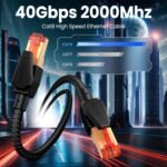 Cat 8 RJ45 Ethernet Network Cable 2m (Lot of 6), Interne Cable 5m 8m 10m 12m 40Gbps 2000MHz Gold Plated Shielded Cable (Pack of 6) - Image 3