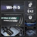 GLOTRENDS AC1200 WiFi 5 PCIe Card with Low Profile Support for Desktop PC, Intel Chip 7265, 802.11ac, Bluetooth 4.2, Supports Windows 11/10/7/Linux, Does Not Support Mac OS/Windows XP - Image 4