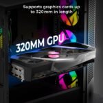 YEYIAN PC Chassis Gamer Edge Mid-Tower Case, Compatible with ATX/M-ATX/ITX, Tempered Glass Panel, 4 Fans Included RGB (3 Front and 1 Back), USB Type C, Black - Image 5