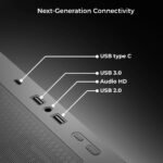 YEYIAN PC Chassis Gamer Edge Mid-Tower Case, Compatible with ATX/M-ATX/ITX, Tempered Glass Panel, 4 Fans Included RGB (3 Front and 1 Back), USB Type C, Black - Image 6