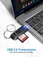 SD Card Reader, Frotox USB to SD/Micro SD Adapter Portable USB Card Reader with Keychain for SD/Micro SD/TF/SDXC/SDHC/MMC/RS-MMC/Micro SDXC/Micro SDHC etc. - Imagen 3