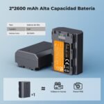 K&F CONCEPT NP-FZ100 2X2600mAh Battery and Charger, Compatible with Sony A7iii, A7iv, FX3, FX30, A6700, A7R, A9, A6600, A7Riii, A7Riv, A7R3, A7C, ZV-E1, ZV-E10ii, A7S3, A9R and plus - Imagen 3