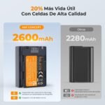 K&F CONCEPT NP-FZ100 2X2600mAh Battery and Charger, Compatible with Sony A7iii, A7iv, FX3, FX30, A6700, A7R, A9, A6600, A7Riii, A7Riv, A7R3, A7C, ZV-E1, ZV-E10ii, A7S3, A9R and plus - Imagen 4