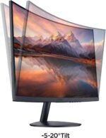 KOORUI Curved Monitor - 23.6 Inch Full HD VA 100Hz (1920x1080, 3000:1, 3ms, 1500R Curvature, Anti-Glare, Eye Ease, Tilt, HDMI, VGA) - Imagen 3