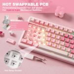 YUNZII B75 Pro Wireless Mechanical Keyboard,75% Hot Swap Hot Swap Gaming Keyboard Custom Keyboard with Knob,Pre-lubed Switches RGB,BT/Type-C/2.4G Keyboard (Pink, Milk Switch) - Image 6