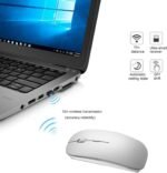 EasyULT - Rechargeable Wireless Mouse, Mini Optical Mouse Wireless Click Mouse, USB Nano Receiver, Ultra Slim 1600 dpi, with USB Cable, for PC/Tablet/Laptop(Silver) - Imagen 5