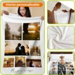 Personalized Blanket with Photo Text Collage Blanket Sofa Bed Original Christmas Birthday Anniversary Valentines Dad Mom Gift for Couples (7 Photos, 105x75) - Image 3