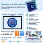 10 Inch Android Tablet 15, 30GB RAM+128GB (2TB TF) Octa-Core/Gemini AI/Widevine L1/5GWiFi6/8000mAh/5MP+8MP/Tablets with Keyboard & Case & Mouse,Blue - Imagen 4