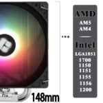 Burst Assassin 120 SE ARGB CPU Cooler - 6 Heatpipes, Silent 120mm ARGB PWM Fan - 148mm Height CPU Air Cooler for AMD AM4 AM5, Intel LGA1851/1700 - Imagen 4