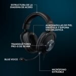 Logitech G Pro X SE, Gaming Headset with Microphone and Cable - Detachable Microphone, DTS Headphone:X 7.1, USB DAC Included, for PC, Xbox One, Xbox Series X|S, PS5, PS4 - Black - Imagen 9