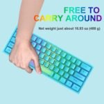 60% Gaming Keyboard with Professional Membrane Keys, Mini Compact 62 Keys, USB Cable Gaming Keyboard, RGB Chroma Rainbow Backlit, QWERTY Layout, Ultralight, for PC Mac Laotop-Blue - Imagen 5