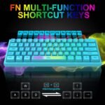 60% Gaming Keyboard with Professional Membrane Keys, Mini Compact 62 Keys, USB Cable Gaming Keyboard, RGB Chroma Rainbow Backlit, QWERTY Layout, Ultralight, for PC Mac Laotop-Blue - Imagen 7