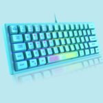60% Gaming Keyboard with Professional Membrane Keys, Mini Compact 62 Keys, USB Cable Gaming Keyboard, RGB Chroma Rainbow Backlit, QWERTY Layout, Ultralight, for PC Mac Laotop-Blue - Imagen 9