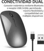 Rechargeable Wireless Mouse, 7 Colors Backlit Silent Mouse with 2.4GHz Mini USB Receiver, Gaming Mouse, Compatible with TV, Laptop, PC, Computer, Chromebook, Notebook, Grey - Image 4