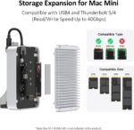 Qwiizlab Mac Mini M4/M4 Pro Stand Hub with NVMe SSD alloggiamento da 40 Gbps, Docking Station with 2 USB-A 10 Gbps, lettori di schede TF/SD 4.0 312 MB/s, USB-A 2.0, compatible with M.2 PCIe Fine to 8 - Imagen 4