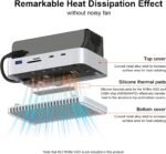 Qwiizlab Mac Mini M4/M4 Pro Stand Hub with NVMe SSD alloggiamento da 40 Gbps, Docking Station with 2 USB-A 10 Gbps, lettori di schede TF/SD 4.0 312 MB/s, USB-A 2.0, compatible with M.2 PCIe Fine to 8 - Imagen 5