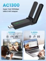 1300Mbps WiFi Adapter, Dual Band 2.4GHz/5GHz, USB WiFi Stick for PC/Laptop/Desktop, High Gain USB 3.0 WiFi Adapter with Dual Antenna, Support Windows 11/10 - Image 4