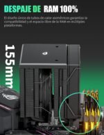 upHere gaming ARGB CPU Fan, Dual Tower 6 Heat Pipes CPU Cooler, 120MM PWM RGB PC Fans, Without Removing the Fan to Install it, CPU Heatsink, for AM4 AM5/Intel 2011/2066, UE2KC6. - Imagen 4