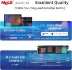 MeLE Fanless Ultra-Silencious Quieter4C N150 Mini PC - 32GB Memory - 512GB SSD - Compact Computer with Functional USB-C and Dual HDMI - Ideal for IoT, Home, Astrography - Imagen 4
