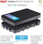 MeLE Fanless Ultra-Silencious Quieter4C N150 Mini PC - 32GB Memory - 512GB SSD - Compact Computer with Functional USB-C and Dual HDMI - Ideal for IoT, Home, Astrography - Imagen 6