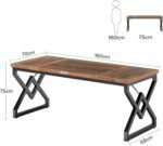 Tribesigns 160cm Executive Desk, Large Office Computer Desk with Extra Thick Wood Table and Metal Frame, Work Table, Study Table for Office, Vintage Brown - Imagen 4