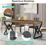 Tribesigns 160cm Executive Desk, Large Office Computer Desk with Extra Thick Wood Table and Metal Frame, Work Table, Study Table for Office, Vintage Brown - Imagen 7