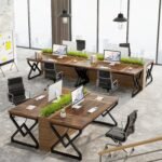 Tribesigns 160cm Executive Desk, Large Office Computer Desk with Extra Thick Wood Table and Metal Frame, Work Table, Study Table for Office, Vintage Brown - Imagen 8