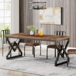 Tribesigns 160cm Executive Desk, Large Office Computer Desk with Extra Thick Wood Table and Metal Frame, Work Table, Study Table for Office, Vintage Brown - Imagen 9