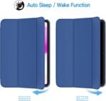 JETech Case for iPad (A16) 11th Generation 11 Inch 2025 / iPad 10th Generation 10.9 Inch 2022, Slim Smart Cover with Hard PC Translucent Back, Supports Touch ID, Auto Wake/Sleep (Navy Blue) - Imagen 6