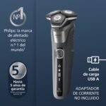 Philips 5000 Series Men's Electric Shaver, Beard Shaver with Trimmer, 45 Blades, Skin Care, 60min Use, Wet and Dry, Rechargeable, Base Charge, S5887/13, Grey - Imagen 3