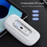 Uiosmuph Rechargeable Wireless Mouse, 2.4 GHz Wireless Mouse with Type-C and USB Receiver, Silent Clicks, Optical Mouse for Laptop, Mac, PC (White) - Image 5