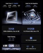 NiPoGi CK10 Mini PC W11 Pro întel Core i5 12600H(12C/16T,4,5GHz,16MB Cache) Mini Computer 16GB+16GB RAM 3200MHz+512GB M.2 NVMe SSD, WiFi6/BT5.2/2*HDMI+ 1*VGA Triple 4K UHD Display/Type C/RJ45 - Image 3