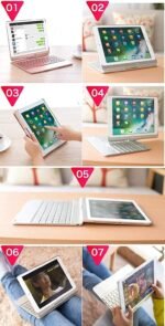 360° Rotatable Touch Keyboard for iPad Air 13 inch M3/M2, iPad Pro 12.9 inch 6th/5th/4th/3rd Generation Backlight Keyboard Trackpad Foldable Keyboard Cover (Silver) - Imagen 7