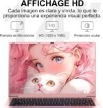 Laptop 14 Inch Celeron N5095 Upto 2.9 GHz Laptops 8GB RAM 256GB SSD TF 1TB LPDDR4 Win11 5G WiFi HDMl mini 1920*1080 FHD Laptop Protective Film Spanish – Gold Metallic Body - Image 6