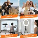 XXZU 180 cm Tripod Camera, Aluminium Mobile Phone Tripod with Bag, Lightweight Camera Tripod with 360° Ball, Load Capacity 8 kg, Travel Tripod for DSLR/Phones/Ring Light/Projectors - Image 5