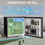 HOMCOM Mini Fridge 46 L Class E Small Fridge with Adjustable Temperature and Reversible Door for Living Room Room Office 48 x 44 x 49 cm Silver - Image 4