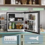 HOMCOM Mini Fridge 46 L Class E Small Fridge with Adjustable Temperature and Reversible Door for Living Room Room Office 48 x 44 x 49 cm Silver - Image 5