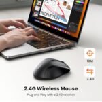 UGREEN Wireless Mouse 2.4GHz Ergonomic USB Receiver 5 Levels 1600 dpi Silent Button, Compatible with Computer PC MacBook Laptop Windows 11 10 macOS Linux - Image 3