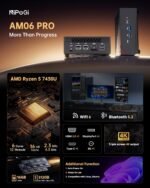 NiPoGi AM06PRO Ryzen 5 7430U W-11 Pro Mini PC (6C/12T, up to 4.3GHz),16GB DDR4 512GB M.2 SSD Mini Computer,4K Triple Display DP+HDMI+Type-C,WiFi 6/BT5.2/Dual LAN Micro PC for School/Office - Image 3
