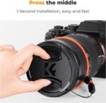 K&F Concept 55mm Lens Cap, Snap-on Front Camera Lens Covers + 1PCS Elastic Cap for Fujifilm Lens+ 2pcs Cleaning Cloth for Canon Nikon Sony Olympus - Image 5