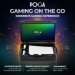 POGA LUX White Gaming Case (Compatible with PlayStation 5), Portable Console with Travel Case, 24'' AOC Gaming Monitor and Cart - White (V2 - Optional Bluetooth Speaker), White - Imagen 3