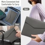 13 13.3 14 Inch Computer Case PC Laptop, Protection Laptop Sleeve for MacBook Air 13 Inch M4/M3/M2/M1 2025-2018/MacBook Pro 14 M4/M3/M2/M1, PU Leather Pouch - Light Grey - Image 7