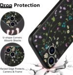 RALEAVO Fleurs Coque pour iPhone 15 Coque, Liquid Silicone Coque Protection Bumper Antichoc Coque Cover Mignonne Fleur Housse Etui Souple pour iPhone 15 6.1 Inches, Black - Image 4