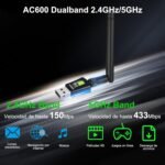 AC600 USB WiFi Adapter for PC, Plug And Play Wi-Fi Receiver Dual Band 5GHz/2.4GHz, 600Mbps Wireless Network Card, Mini USB WiFi Antenna Compatible with Windows 11/10/8/7 /Vista/XP - Imagen 4
