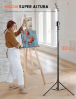 Tripod for Mobile Phone 180 cm, Extendable Professional Stable Aluminium Tripod with Remote Control & Phone Stand, Compatible with iPhone/Smartphone. - Imagen 3