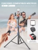 Tripod for Mobile Phone 180 cm, Extendable Professional Stable Aluminium Tripod with Remote Control & Phone Stand, Compatible with iPhone/Smartphone. - Imagen 5