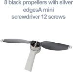 Silent Flight Propellers Set, Mini Propellers, 12 Screws + 1 Screwdriver + 8 Blades, Propeller Blade Spare Parts, Propellers Accessories for Drone Replacement (Black with Silver Edge) - Imagen 4